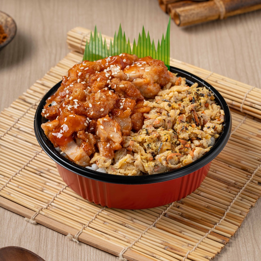 Karaage Spicy Scramble Egg Donburi